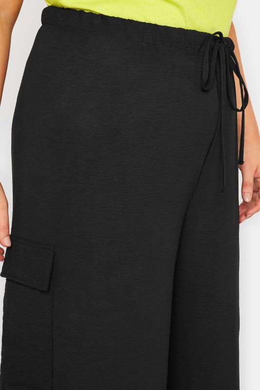 YOURS Plus Size Black Wide Leg Crepe Cargo Trousers | Yours Clothing 3
