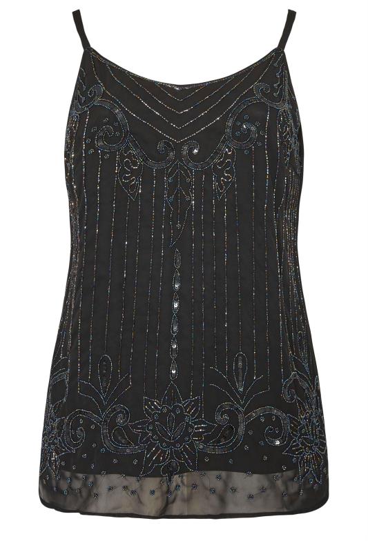 Plus Size LUXE Black Sequin Hand Embellished Cami Top | Yours Clothing 6