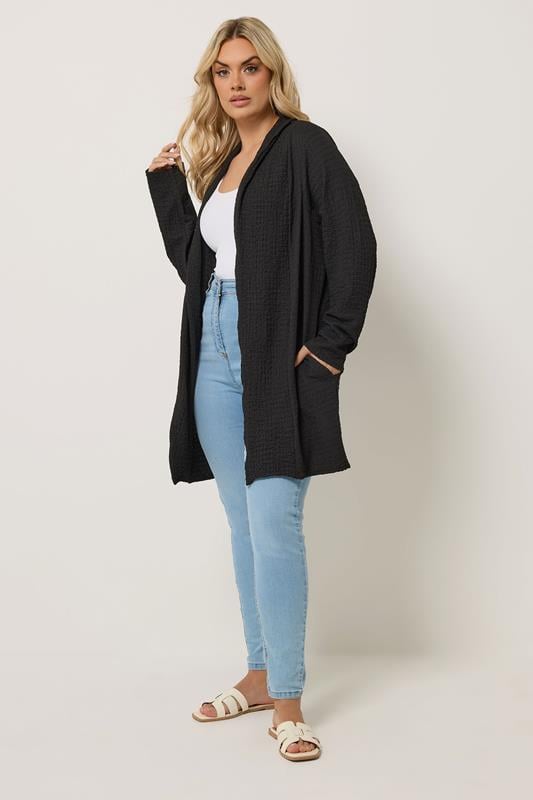 YOURS Plus Size Black Bubble Textured Blazer | Yours Clothing 1