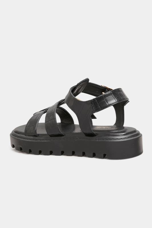 LIMITED COLLECTION Plus Size Black Croc Gladiator Sandals In Extra Wide Fit | Yours Clothing 5