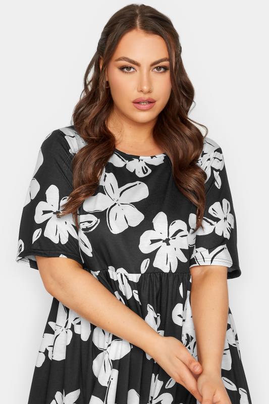 LIMITED COLLECTION Plus Size Curve Black Floral Print Midaxi Smock Dress | Yours Clothing 4