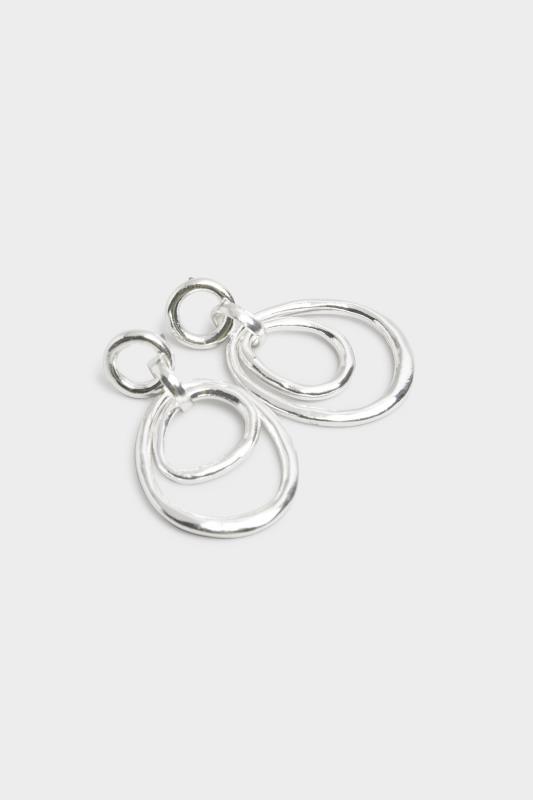 Plus Size Silver Tone Double Layered Drop Earrings | Yours Clothing 3