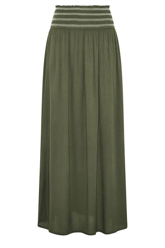 LTS Tall Women's Olive Green Embroidered Waist Maxi Skirt | Long Tall Sally 5