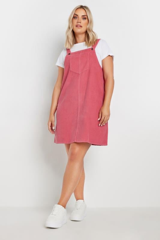 Plus Size  LIMITED COLLECTION Curve Pink Cord Pinafore Dress