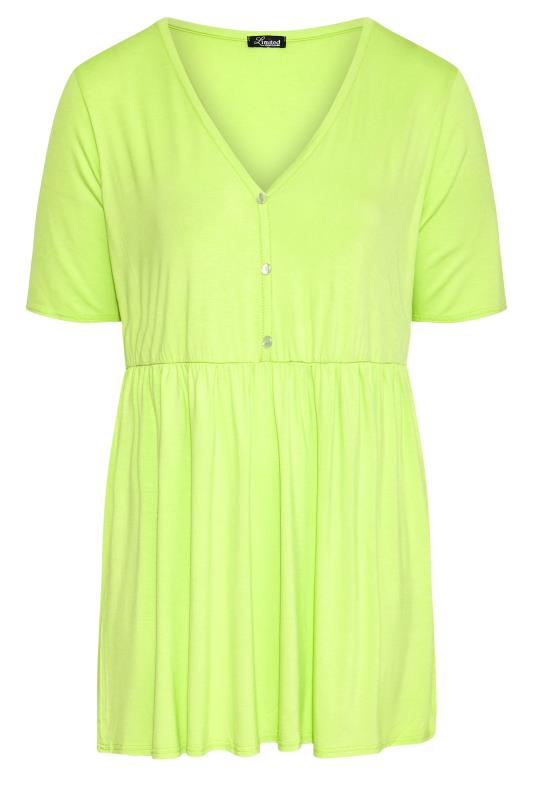 LIMITED COLLECTION Plus Size Lime Green Button Through Smock Tunic Top | Yours Clothing 5