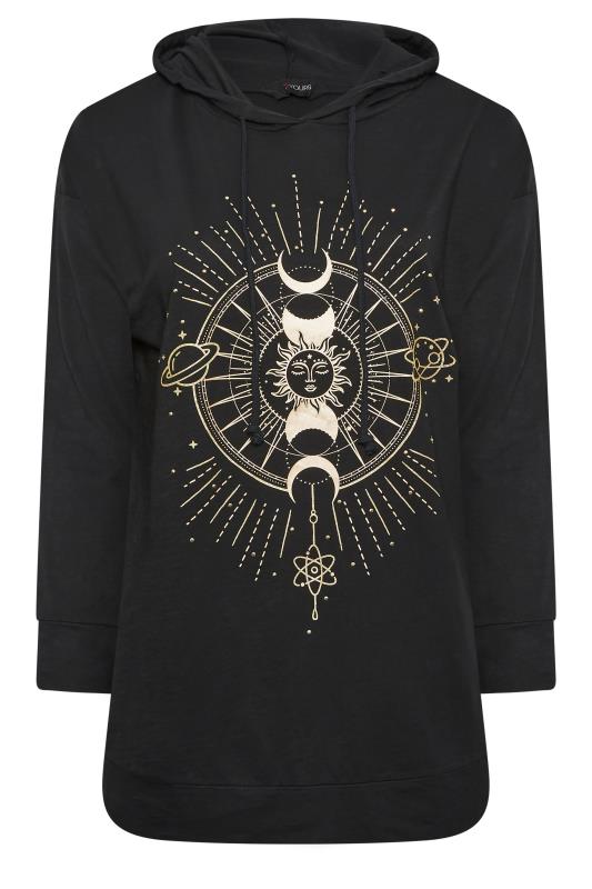 YOURS Plus Size Black Astrology Printed Hoodie | Yours Clothing 6