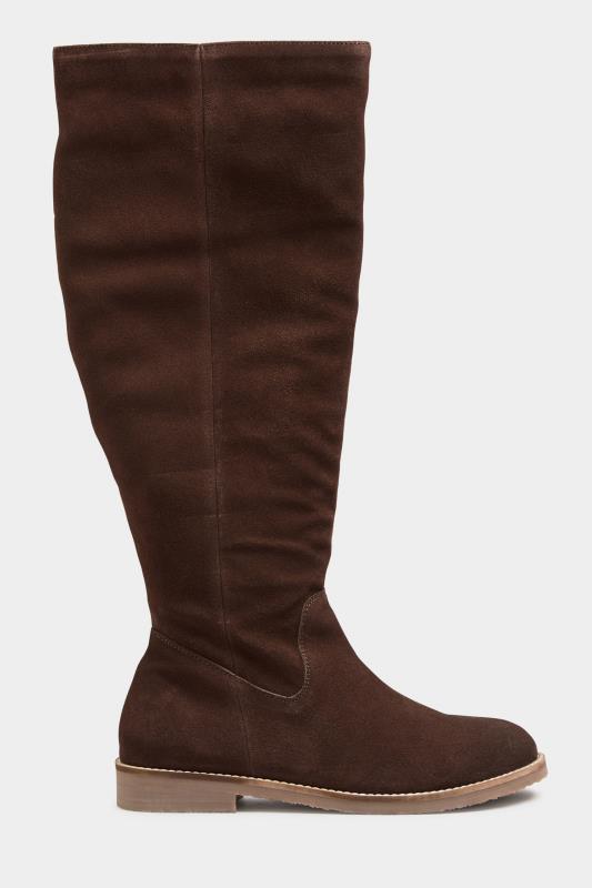 LTS Brown Suede Knee High Boots In Standard D Fit 2