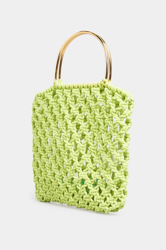  Yours Lime Green Crochet Handle Bag