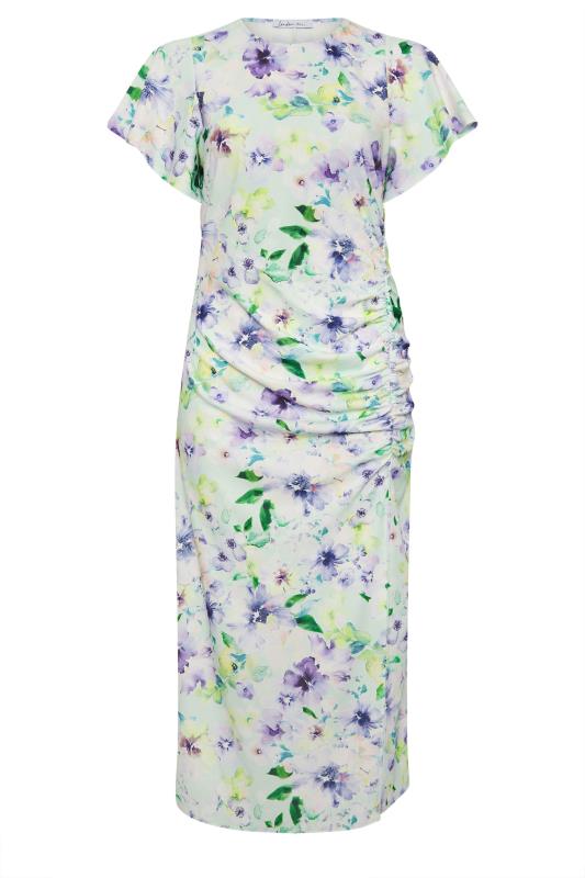  YOURS LONDON Curve Green Floral Print Gathered Dress