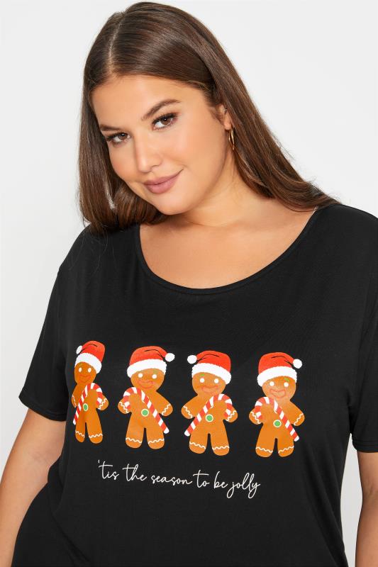 Black Gingerbread Print Christmas T-Shirt_D.jpg