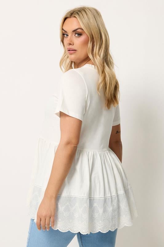 YOURS Plus Size White Tiered Peplum Top | Yours Clothing 2