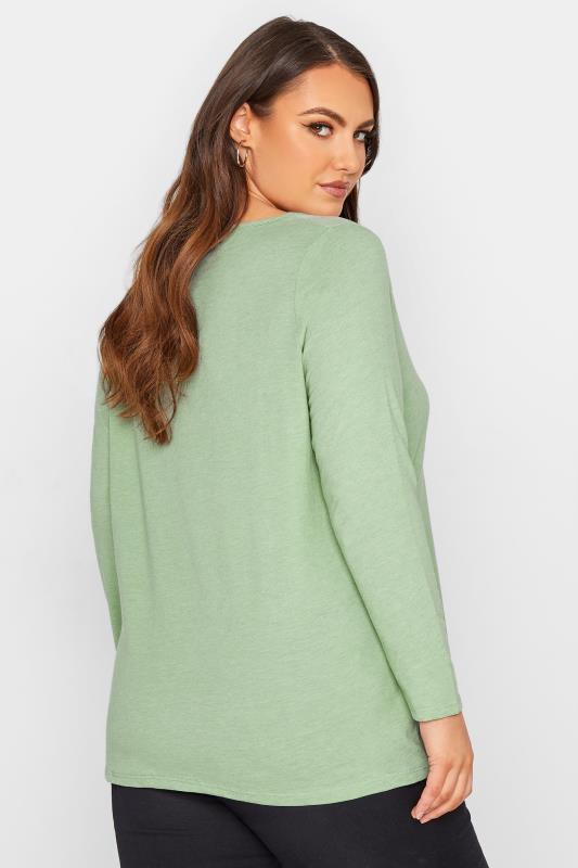 Plus Size Sage Green Long Sleeve T-Shirt | Yours Clothing 3