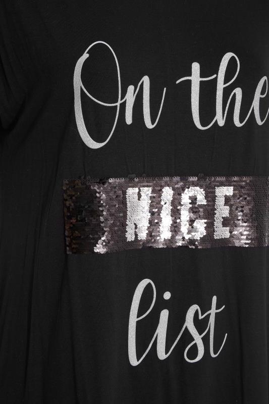 Curve Black 'On The Nice List' Sequin Embellished Christmas T-Shirt 6