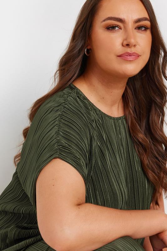 LIMITED COLLECTION Plus Size Khaki Green Textured Top | Yours Clothing 4