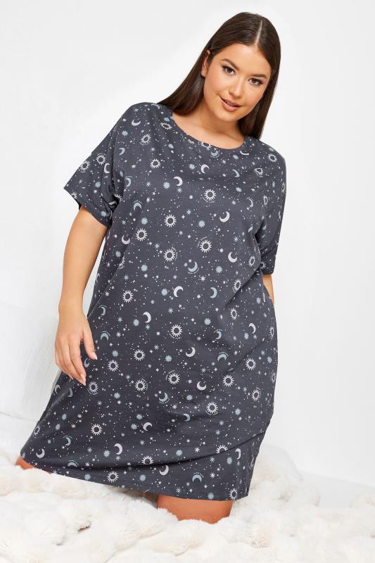 YOURS Curve Grey Cosmic Dreamer Nightdress | Yous Clothing 1