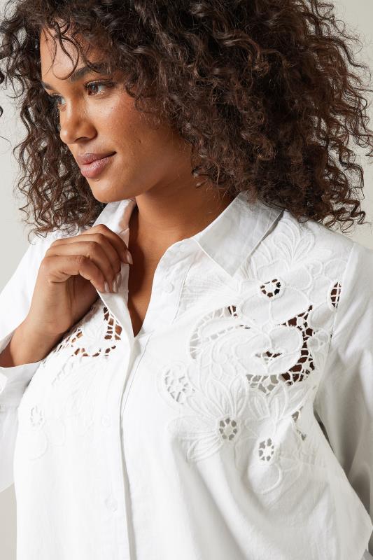 EVANS Plus Size White Embroidered Floral Shirt | Evans 4