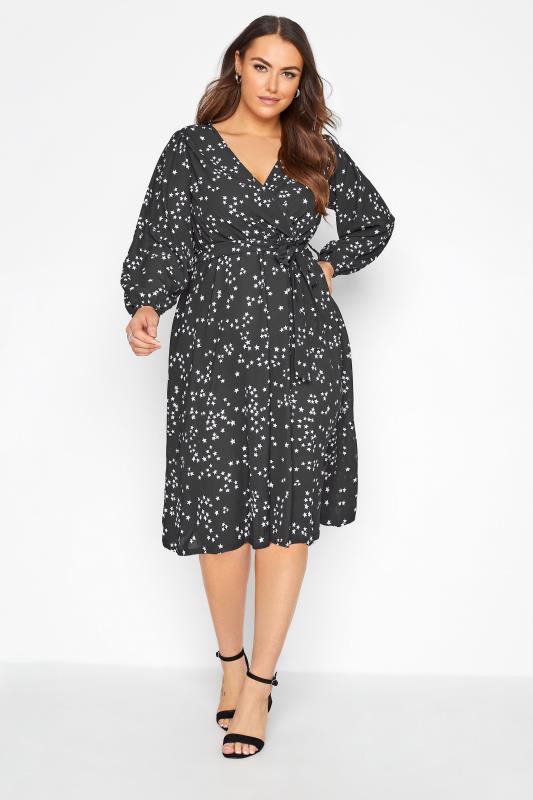  Grande Taille YOURS LONDON Black Star Wrap Dress