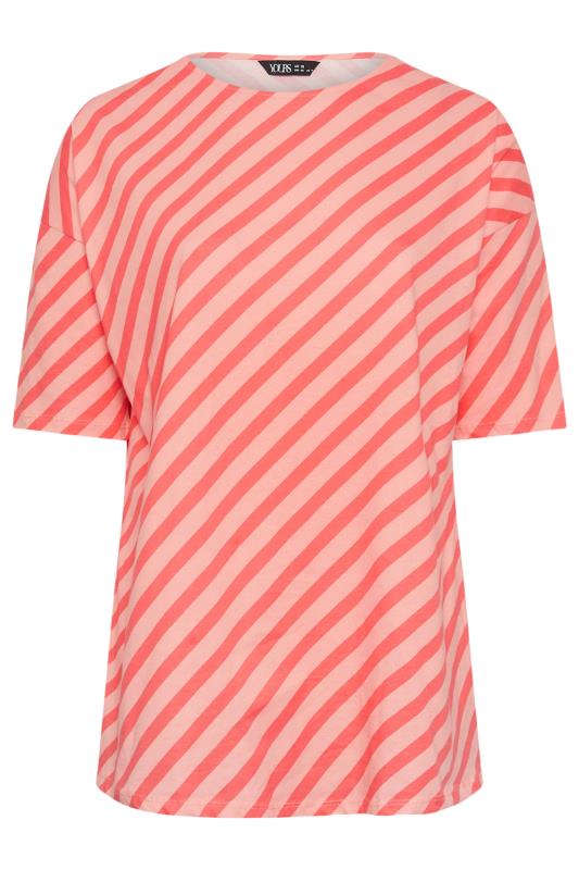 YOURS Plus Size Pink Stripe Print Oversized Top | Yours Clothing 5