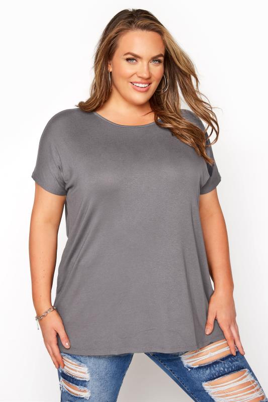 Grey Dipped Hem Short Sleeved T-Shirt_A.jpg