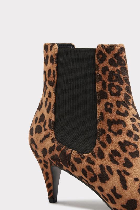 LTS Brown Leopard Print Heeled Boots In Standard D Fit 5