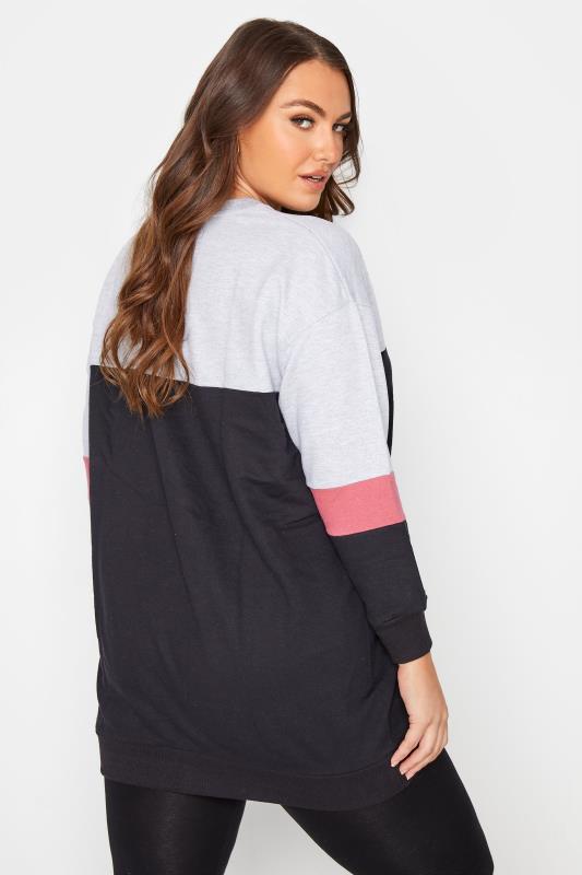 Plus Size Black Varsity Colour Block Sweatshirt | Yours Clothing 3