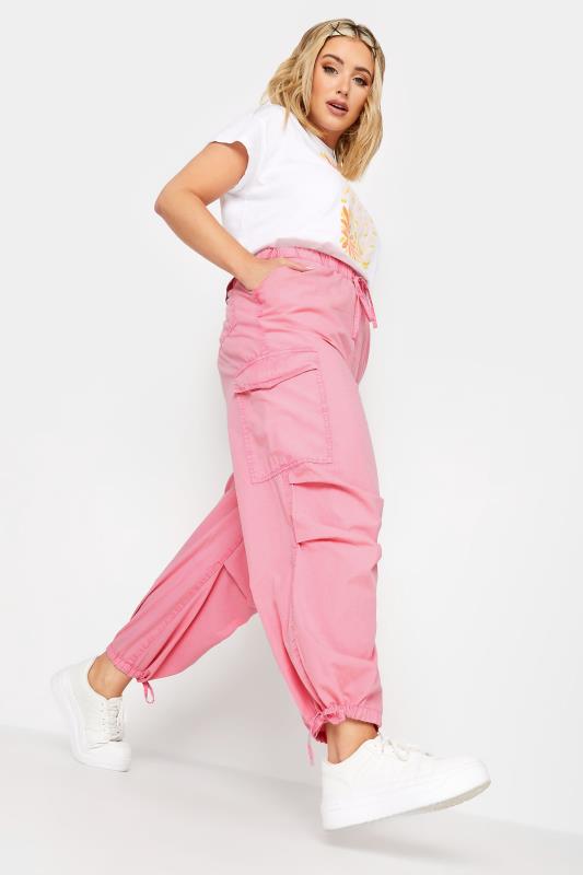 Plus Size  LIMITED COLLECTION Curve Pink Acid Wash Cargo Trousers