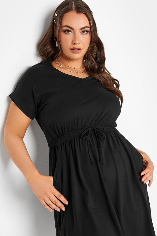Plus Size Black Cotton T-Shirt Dress | Yours Clothing  5