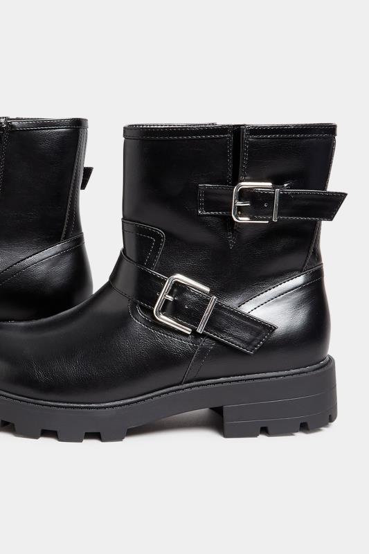 Black Buckle Biker Boot In Wide E Fit & Extra Wide EEE Fit | Yours Clothing 5