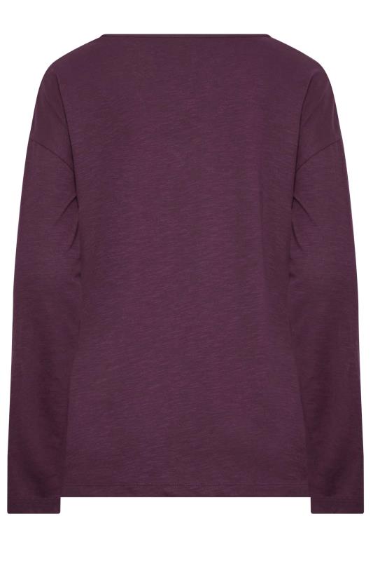 LTS Tall Purple V-Neck Long Sleeve Cotton T-Shirt | Long Tall Sally 6