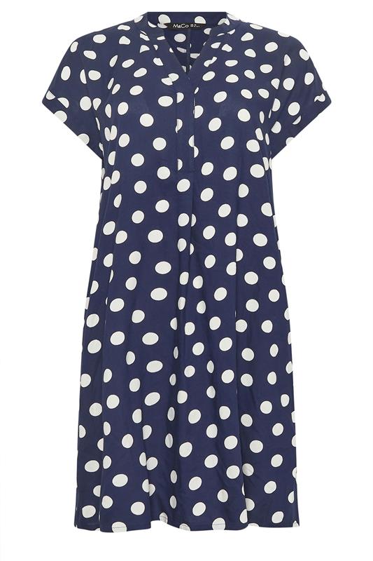 M&Co Navy Blue Polka Dot Beach Dress | M&Co 5