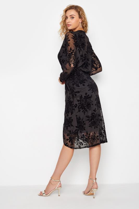 LTS Tall Black Floral Mesh Wrap Midi Dress_C.jpg