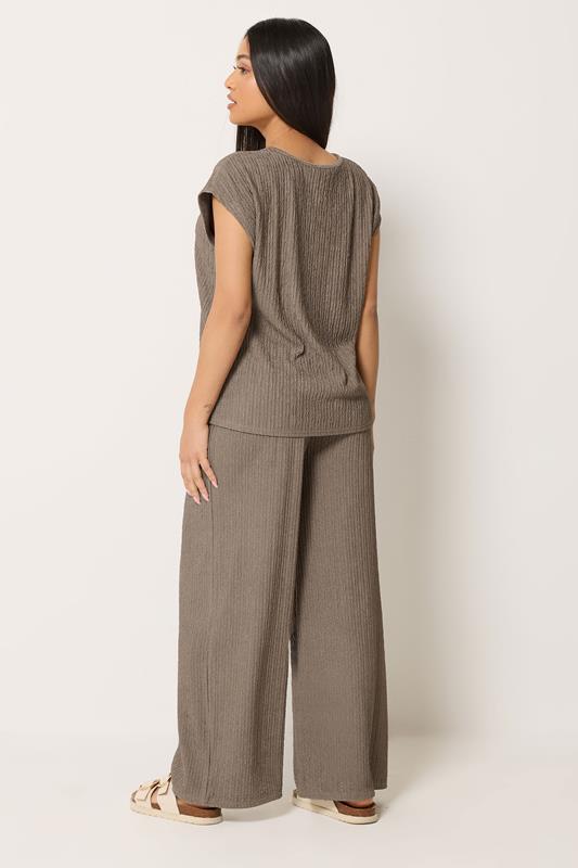 M&Co Petite Mocha Brown Textured Top And Trousers Set | M&Co 1