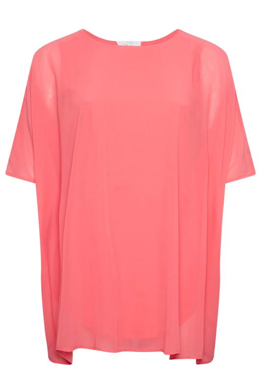 YOURS LONDON Plus Size Curve Coral Pink Cape Top | Yours Clothing 6