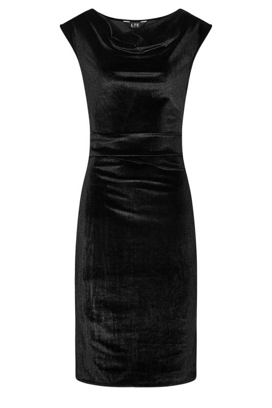 LTS Tall Women's Black Cowl Neck Velvet Midi Dress | Long Tall Sally 6