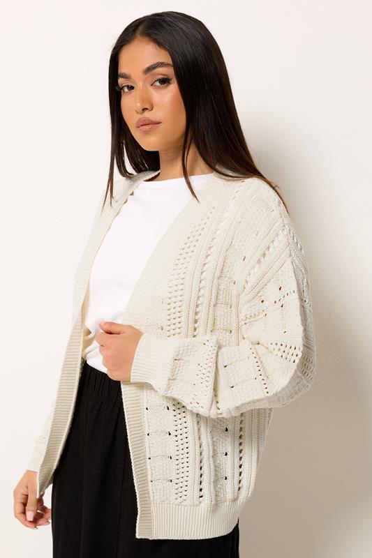  M&Co Petite Cream Crochet Knitted Cardigan