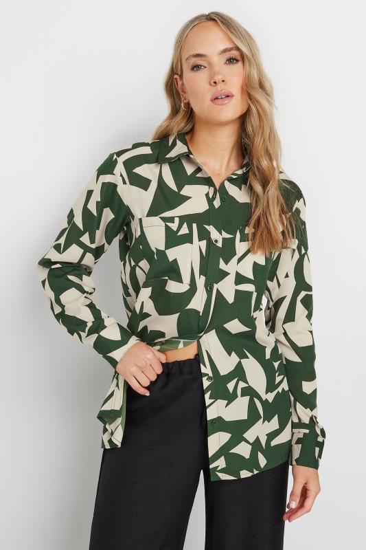  Grande Taille LTS Tall Olive Green Abstract Print Shirt