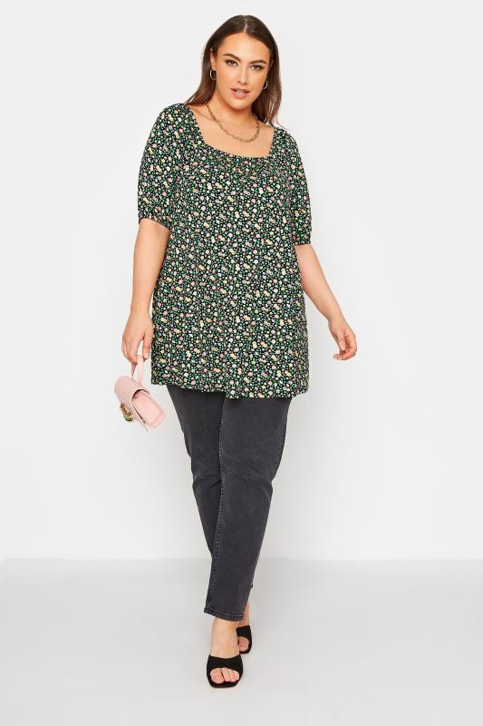 LIMITED COLLECTION Curve Green Ditsy Floral Top_B.jpg