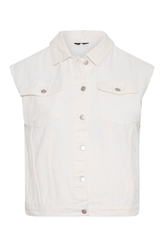 Plus Size White Sleeveless Denim Jacket | Yours Clothing 6