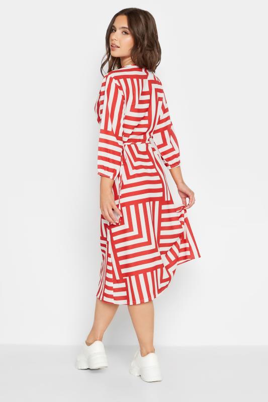 Petite Red Geometric Print Wrap Dress | PixieGirl 3