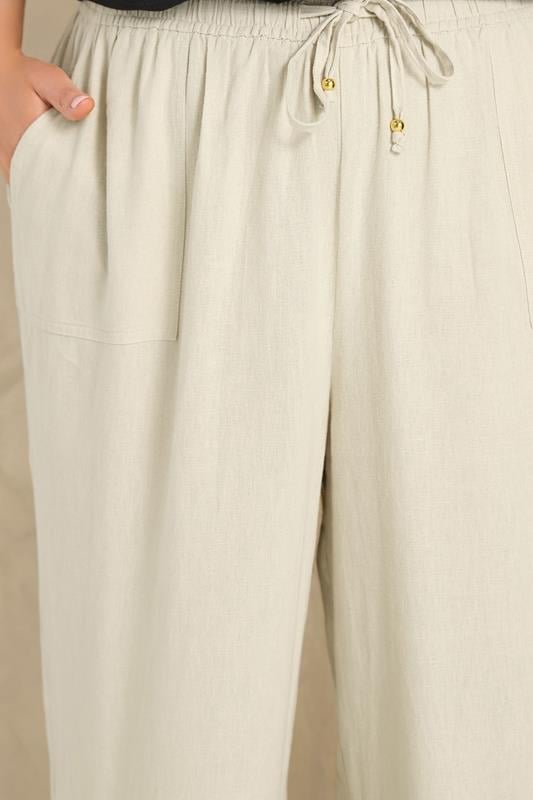 EVANS Plus Size Cream Linen Wide Leg Trouser | Evans 4