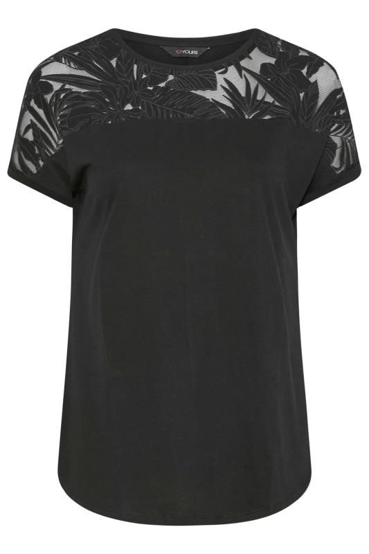 Curve Black Floral Mesh Panel T-Shirt 5