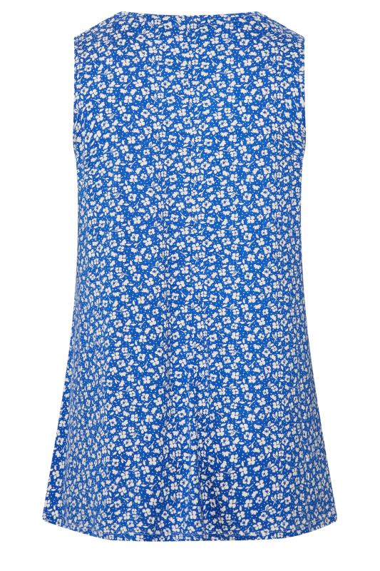 YOURS Plus Size Blue Floral Print Pleat Front Vest Top | Yours Clothing 6