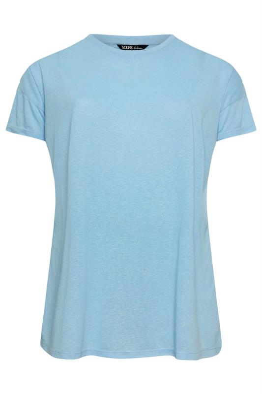 YOURS Plus Size Blue Oversized Linen T-Shirt | Yours Clothing 5