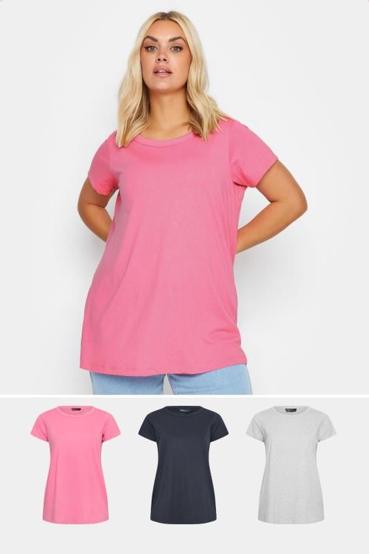 Plus Size  3 PACK Pink & Grey Essential T-Shirts