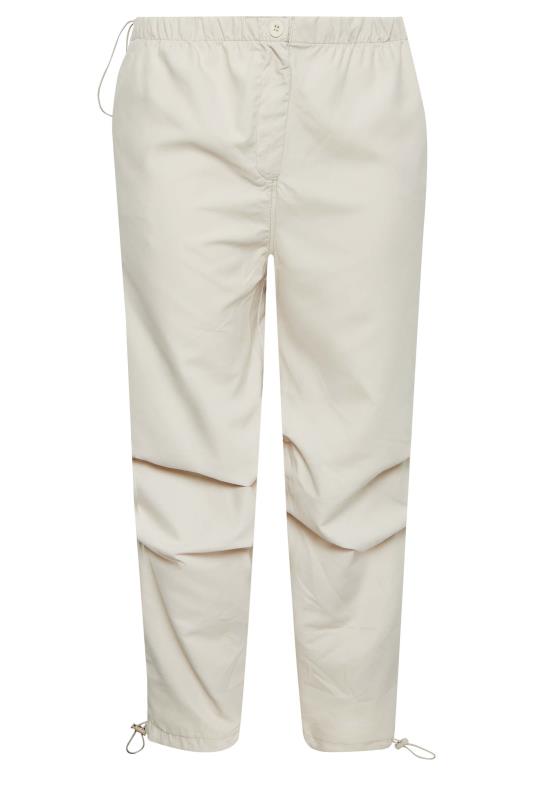 YOURS Curve Plus Size Cream Parachute Trousers | Yours Clothing  5