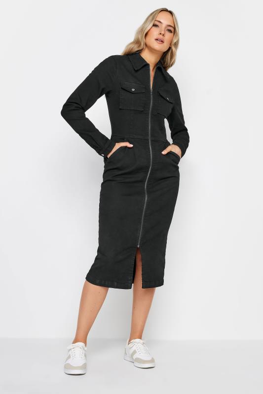 LTS Tall Womens Black Denim Zip Through Midi Dress | Long Tall Sally 2