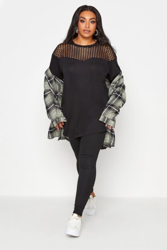 LIMITED COLLECTION Curve Black Long Sleeve Fishnet Top_B.jpg