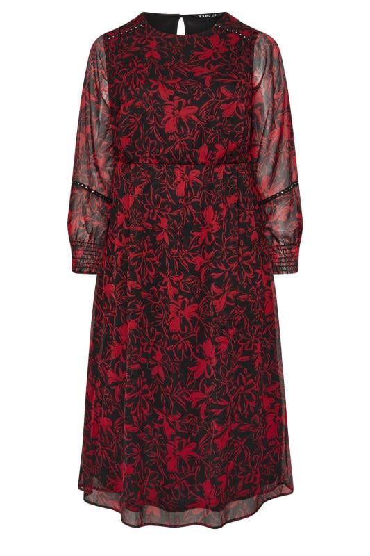 YOURS Plus Size Red Floral Print Chiffon Midaxi Dress | Yours Clothing  5