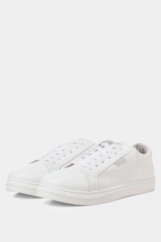 JACK & JONES White Anthracite Faux Leather Trainers | BadRhino 1