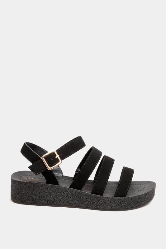 LIMITED COLLECTION Black Multi Strap Sporty Platform Sandal In Extra Wide Fit 3